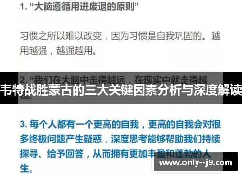 韦特战胜蒙古的三大关键因素分析与深度解读