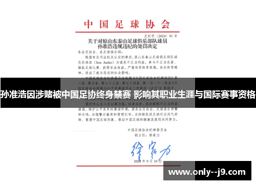 孙准浩因涉赌被中国足协终身禁赛 影响其职业生涯与国际赛事资格 孙准浩因涉赌被中国足协终身禁赛 影响其职业生涯与国际赛事资格